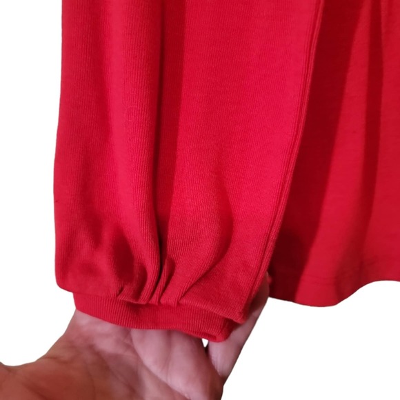 J Crew Red Boho Pullover Crew Neck Long Sleeve Comfy Top Sz XS 4th of July - Picture 3 of 6